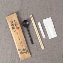 Disposable spoon four-piece packing set meal bag four-in-one takeaway tableware commercial chopsticks sanitary can be customized
