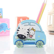 Cartoon Wooden Pen Holder Creative Fashion Desktop Containing Box Multifunction Elementary School Children Stationery Children Cute Little Gifts