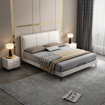 The Nordic Light luxury small zhen leather bed 1 8 meters master bedroom double storage soft modern minimalist wedding bed Wood