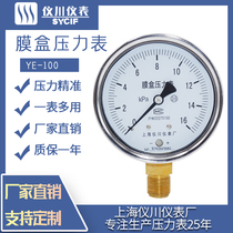 Factory direct Shanghai Yichuan instrument factory bellows pressure gauge gas micro pressure low pressure KPA meter YE1001 6千帕