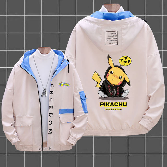 Anime Pikachu matching jacket male fashion matching cargo pair clothing autumn cartoon two dimensional matching jacket Anime Pikachu matching jacket male fashion matching cargo pair clothing autumn cartoon two dimensional matching jacket