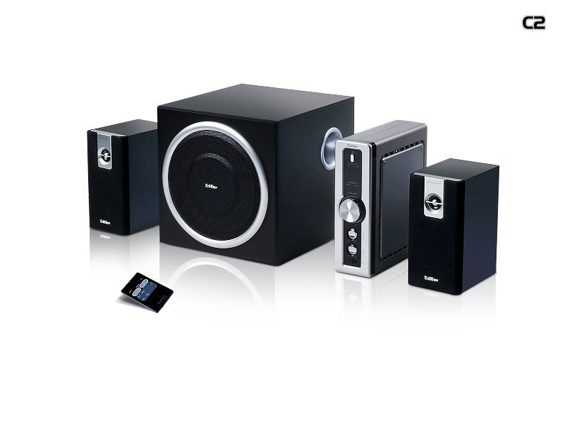 edifier/漫步者 c2 多媒体2.1声道有源电脑音箱 木质低音炮音响