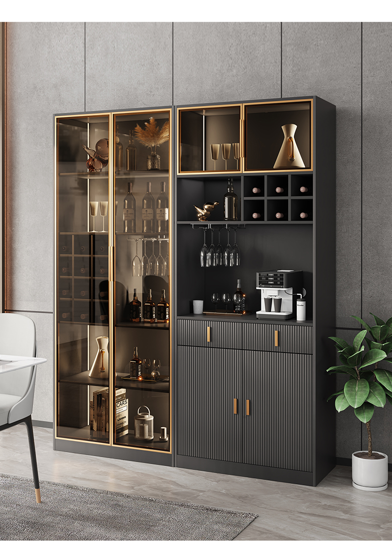 轻奢玻璃门酒柜现代简约客厅小酒柜展示柜家用餐边柜靠墙高档边柜