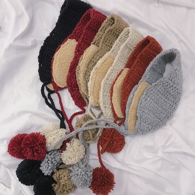 韩国ins复古系带毛线耳罩秋冬季可爱护耳针织耳包保暖耳暖耳套女