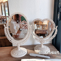 Eurostyle retro make-up mirror Ins Wind Girl Heart Desktop Desktop Bedroom Double mirror French Princess Cosmetic Mirror