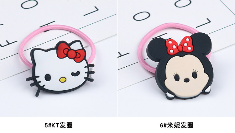 韩版儿童卡通头绳兔子棕熊黄鸭软胶发绳女孩发圈不伤发橡皮筋发饰