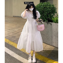 2022 Summer new sweet and froth sleeveless white dress with gentle temperament slim and long after knee fairy skirt