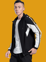 Sports coat male autumn running hood collision open shirt loose and long sleeve training windproof vest tide suit