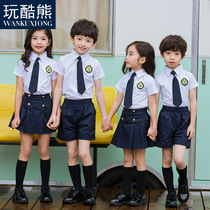 Kindergarten Garden Clothing Summer Clothing Children Entrance Photos Clothing Primary School Children School Uniforms Summer Short Sleeve White Shirt Three Sets