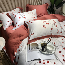 Summer high-end 80 Lan Jing Tencel Nude Sleeping Four-Piece Ice Silky Cool Silky quilt cover Bedding