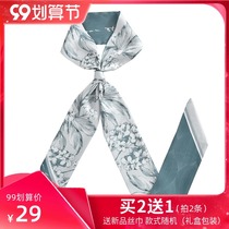 Original design double-sided long silk scarf womens wild long ribbon belt decoration small scarf scarf tie bag handle