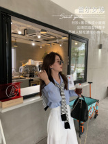 Blue shirt Women 2020 new early autumn dress design sense niche retro long sleeve shirt wear Joker coat