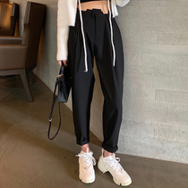 MLS pants women loose 2020 new spring slim casual pants Korean trend high waist black Haren pants