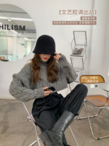 Turtleneck sweater women loose wear autumn and winter 2020 New lazy twist knit sweater thick pullover short top
