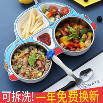 Childrens dinner plate girl multi-function plate grid cartoon cute baby food grade eating bowl tableware set
