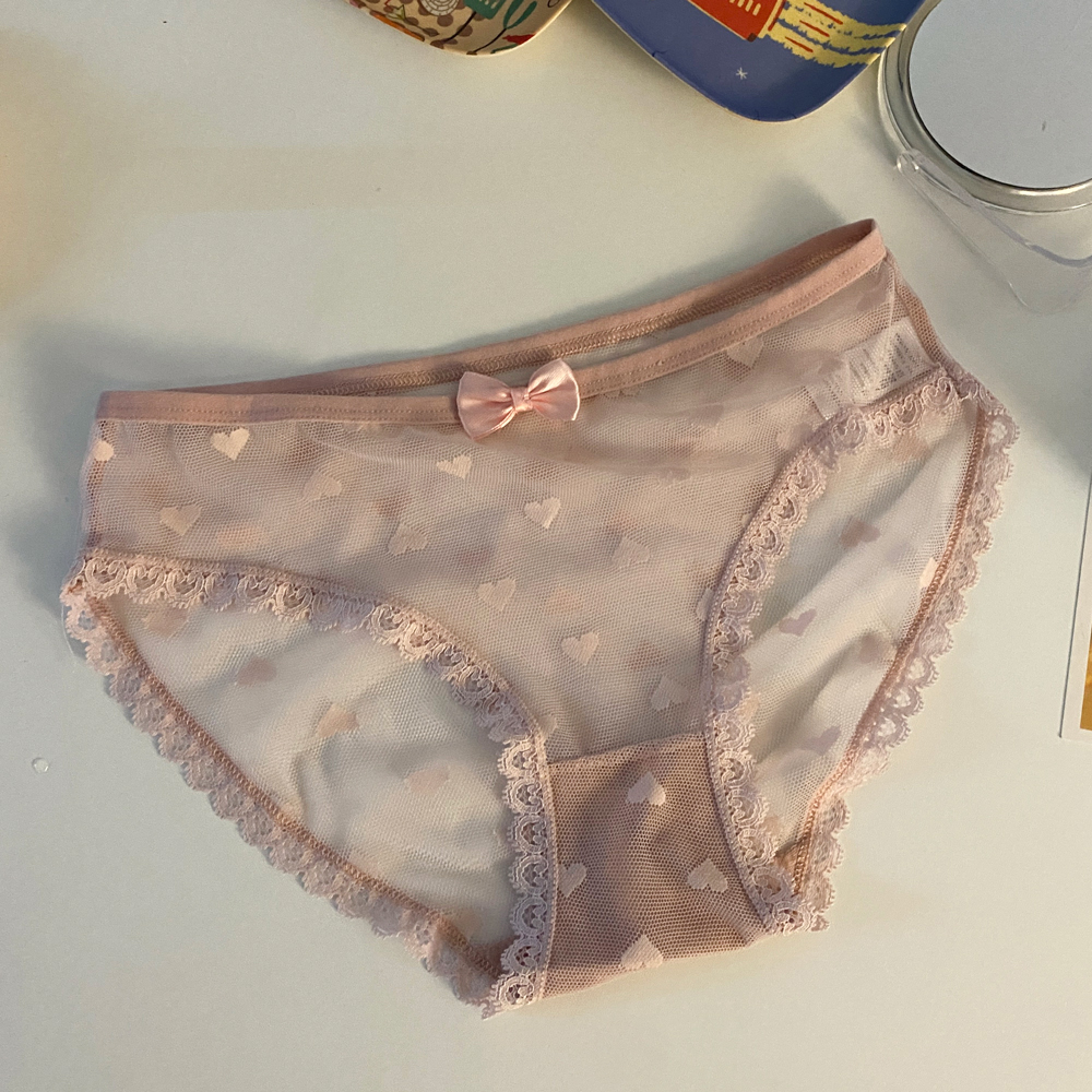 实拍实价 内裤女情调性感纯档蕾丝薄款网纱中腰三角裤短裤