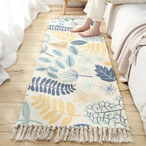 Nordic tassel hand-woven long staple cotton mat lengthy strip home bedroom non-slip bedside carpet foot mat