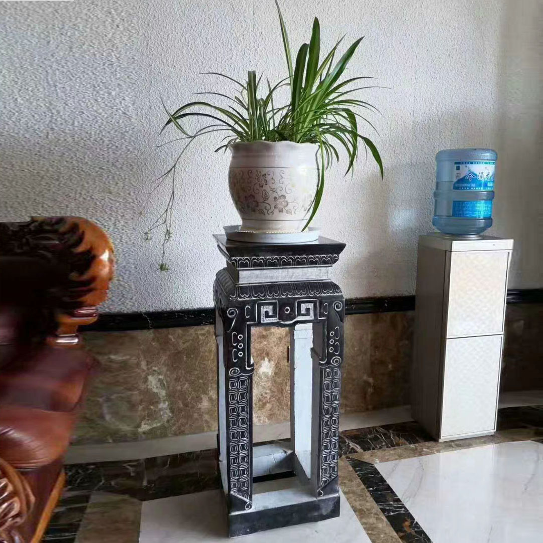 岭亿雕塑石雕花架仿古青石花架石雕盆景台花盆石头架子装饰