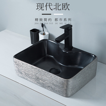 Light luxury art stage basin European metal glaze washbasin toilet creative with faucet hole square wash basin