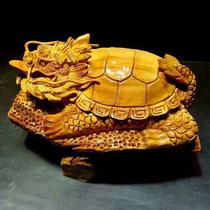 Muyugen carving factory Dragon and turtle hand-carved longevity gathering wealth lucky living room decoration Home accessories direct sales