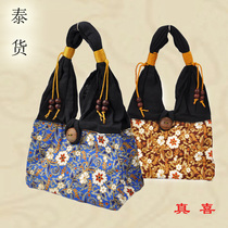 Mini flower cloth small Hand bag Thailand Bangkok printing bag hand-stitched embroidered national satchel shopping wild women