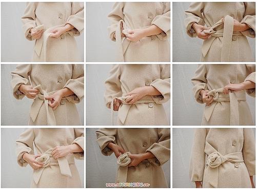 冬季大衣腰带6种系法,简单易学