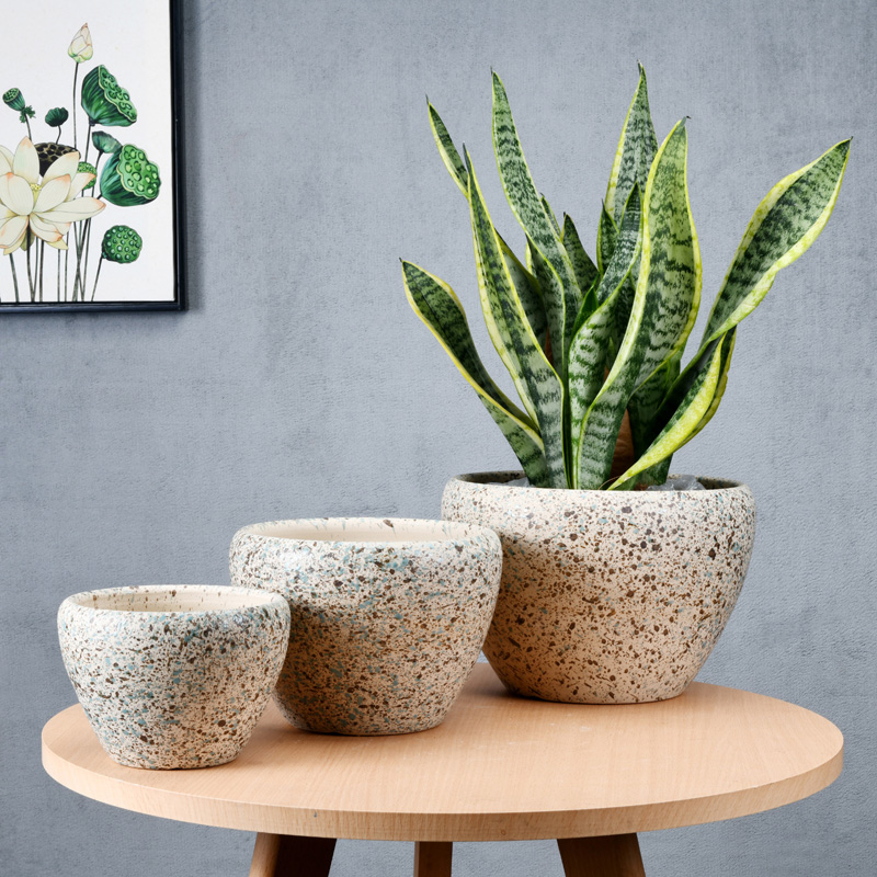 Chinese ceramic flower pot contracted money plant bracketplant breathable oversized bag mail sitting room balcony flowerpot wholesale clearance