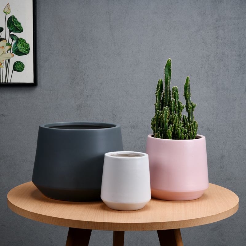 Geometric flowerpot ceramic oversized bag mail European contracted desktop money plant flower pot FaYa polychromatic light easy collocation