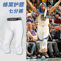 Basketball skinny Capri pants knee pad equipment mens honeycomb anti-collision belt leg pantyhose professional training leggings