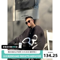 SANBAI 3-100 sets of head sweatshirt male tide large letters printed lovers blouses with loose Korean version of the round collar