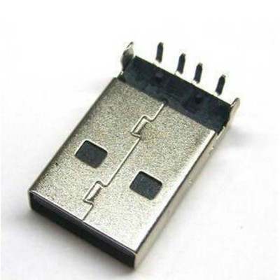 usb升压线配件 黑色 usb插头公头 usb a公头 usb弯针 插板式_7折现价1