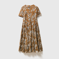 Jung Mei (QZ0306940) 22 Spring Summer Japan combed cotton digital printed round collar one-piece dress ~ mid-sleeve