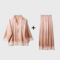 (Cloud End Silk Slip) Heavy pounds 6A True Silk Handmade Lace Sculpted romantic home shirt Sleeping suit