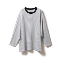 Jung Mei (TX0400697) Japanese long suede cotton limit burnt wool light soft and reduced-age striped T-shirt