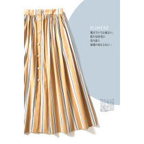 Jung Mei (QZ0114833) Sicilian style fresh orange white strip button placket A word dress