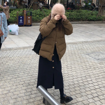 OPENING homemade hidden cyan mid-length open fork half body skirt woman 2021 fall new high waist wearing skirt