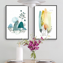 Fresh Nordic restaurant two-part painting dining room decoration painting kitchen table background wall mural modern simple hanging painting