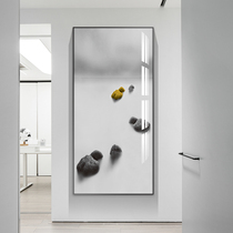 Modern minimalist Xuanguan painting vertical version upscale light extravagant black and white grey aisle hallway with great illusion hanging painting into the door mural
