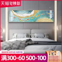 Modern simple bedroom decoration painting abstract creative nine fish figure crystal porcelain horizontal version soft master bedroom room bedside painting