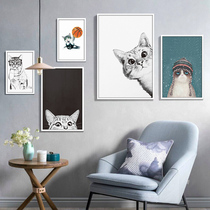 Meow control modern minimalist creative combination pet cat decoration painting living room wall painting wall painting Nordic