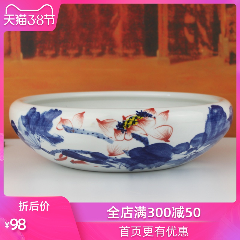 Jingdezhen ceramic hand - made aquarium water shallow basin of goldfish turtle cylinder water lily creative desktop furnishing articles household act the role ofing is tasted