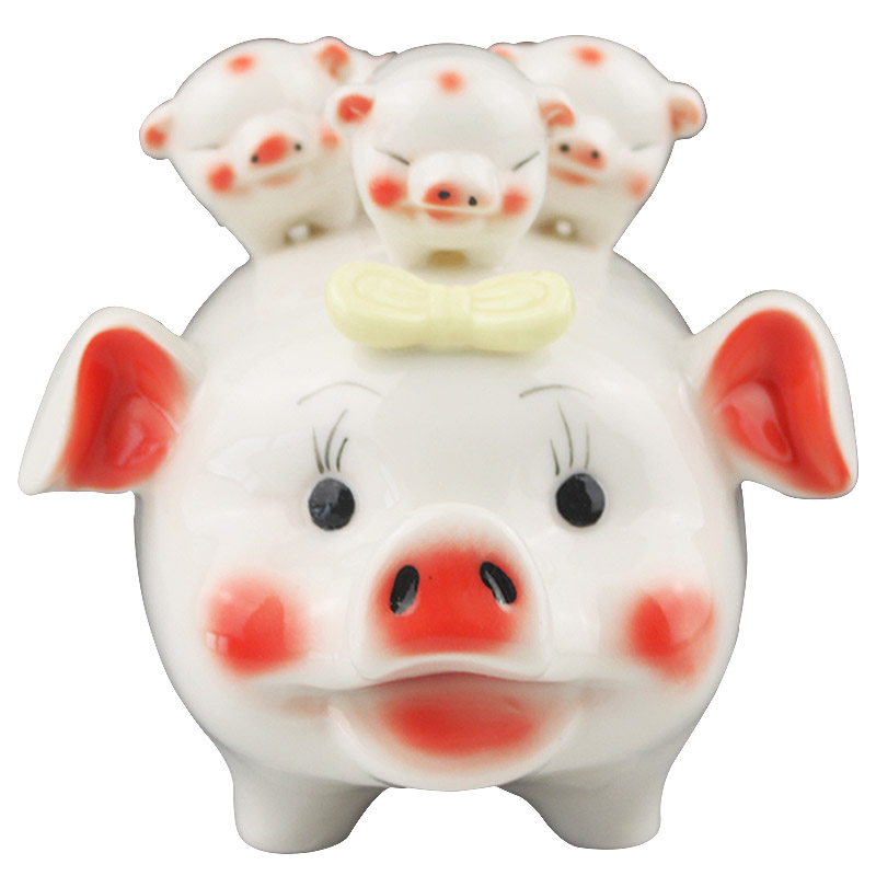 Creative ceramic piggy bank, lovely pig can save desirable piggy bank COINS home baby gift move