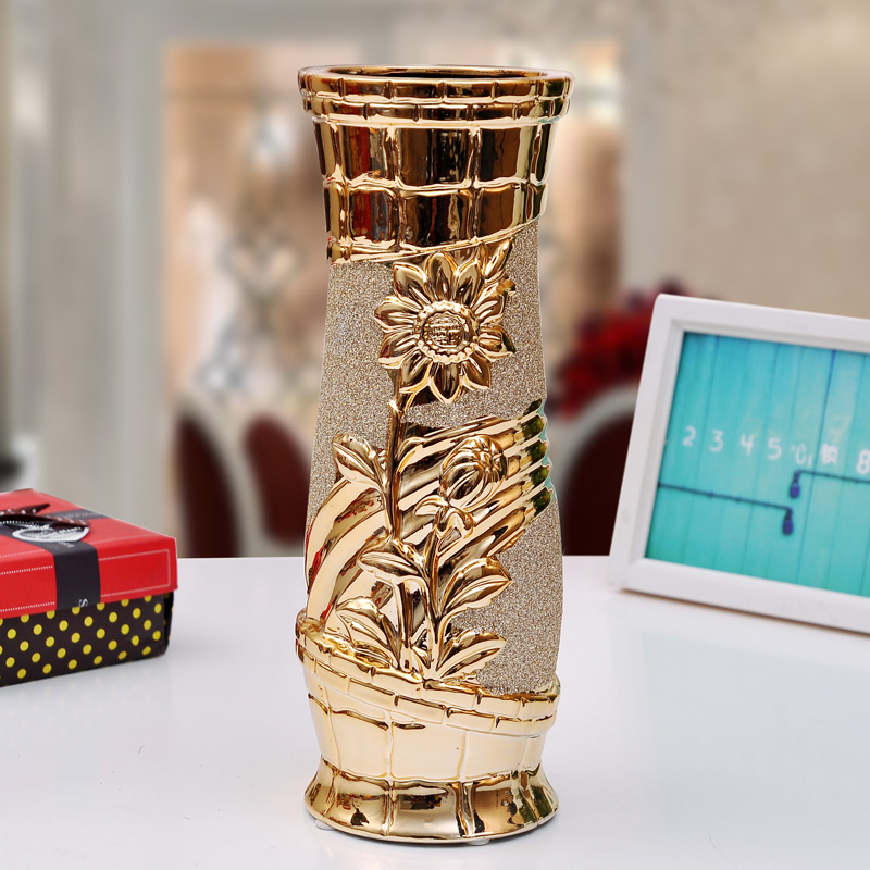 Ceramic vase furnishing articles European contracted household adornment mesa sitting room ark, electroplating grind arenaceous gold and silver vase