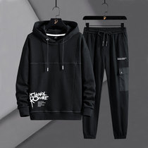 Hat suit men spring and autumn casual hundred and fat tide plus large code loose sports mens clothes