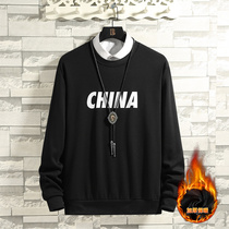 Autumn and winter plus velvet thick clothes men plus fat plus size loose leisure sports hip hop tide fat coat mens clothing