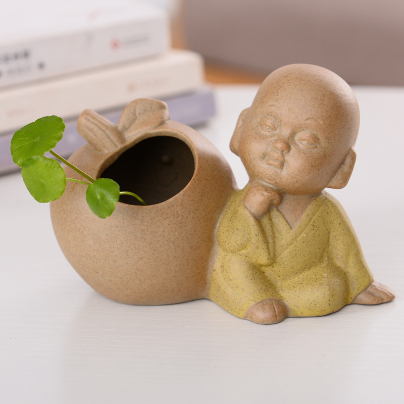 Hydroponic grass cooper contracted small zen monk vase more than other meat water raise no hole, flowerpot ceramic dry flower vase