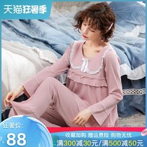Moon clothes Spring and summer thin cotton postpartum lactation pajamas Spring and autumn pregnant women pregnant women feeding clothes set