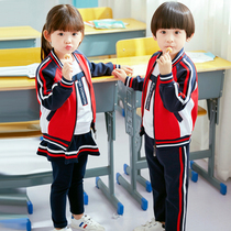 Kindergarten garden uniform spring and autumn three-piece red Primary School uniforms baseball uniforms baseball uniforms childrens class uniforms English suits