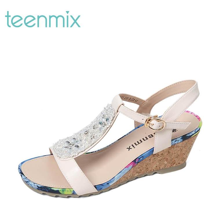 棸活动Teenmix/天美意15夏专柜同款混合材质女凉鞋CZM25BL5专柜1