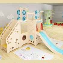 Early Education Center Childrens Corner Loft Game House Kindergarten Wooden Slide Climbing Sliding Drill Small House Combination